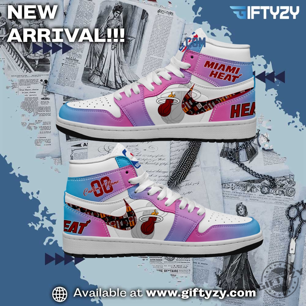 3D Over Printed Shirt and Shoes 25 Nba Miami Heat Personalized Air Jordan 1 Shoes