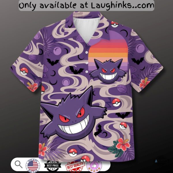 pokemon gengar hawaiian all over print shirt