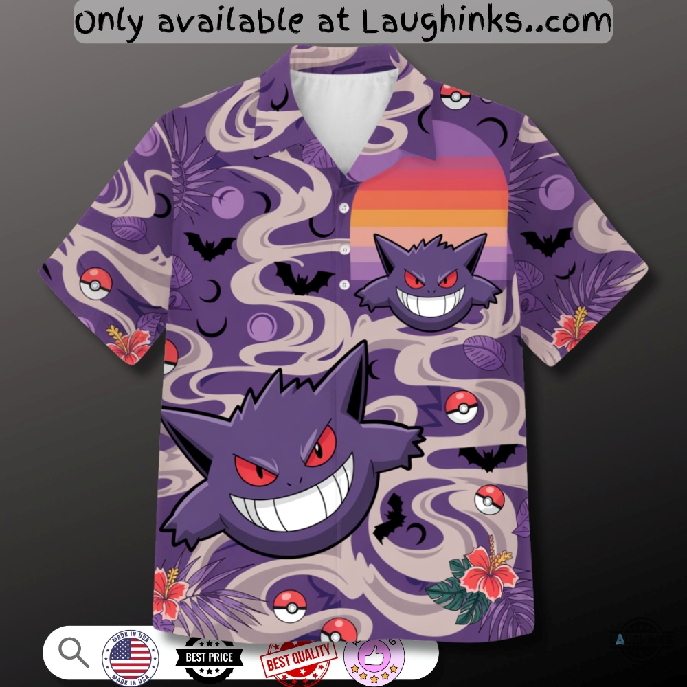Pokemon Gengar Hawaiian All Over Print Shirt 5 Pokemon Gengar Hawaiian All over Print Shirt
