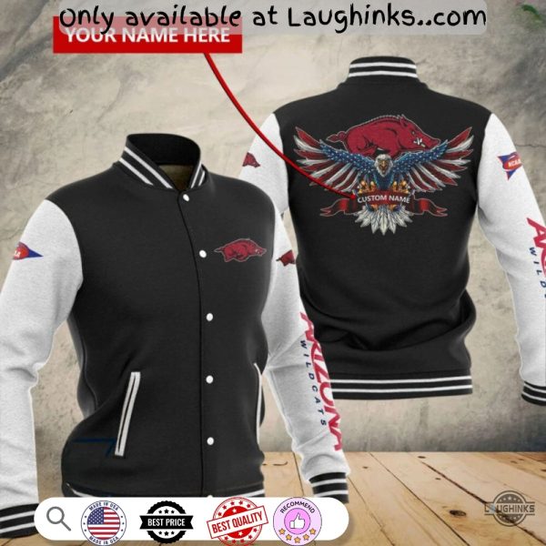 custom name arkansas razorbacks ncaa champions baseball varsity jacket