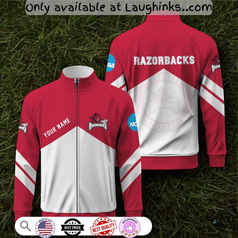Personalized Ncaa Arkansas Razorbacks 2025 Standing Neck Zipper Jacket (input your text in customer note box) 3 Personalized NCAA Arkansas Razorbacks 2025 Standing Neck Zipper Jacket