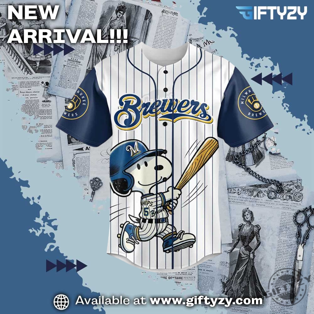 Milwaukee Brewers Snoopy Personalized Baseball Jersey 5 Milwaukee Brewers Snoopy Personalized Baseball Jersey