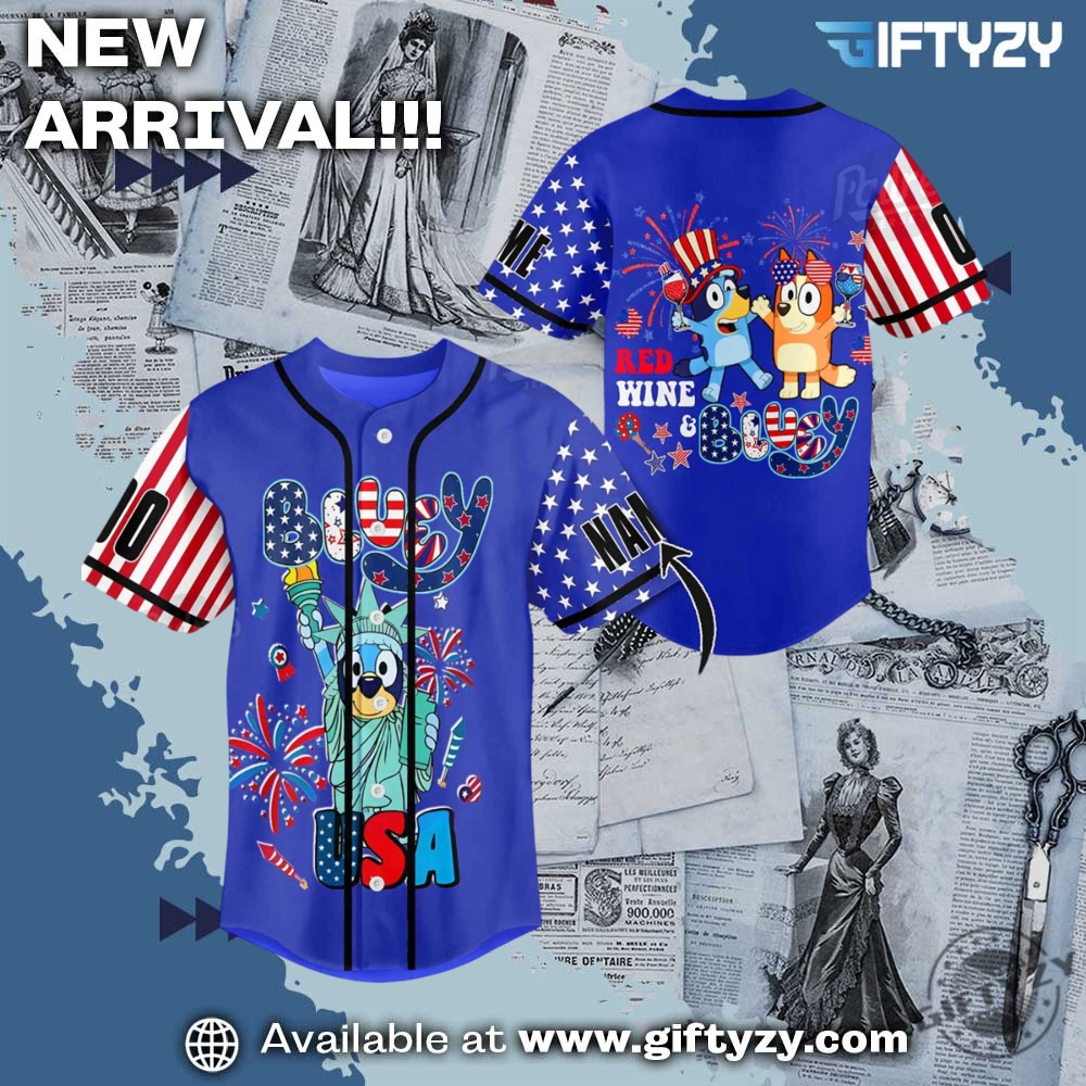 NBA 2025 Gift For Fan 21 4Th Of July Bluey Usa Personlized Baseball Jersey