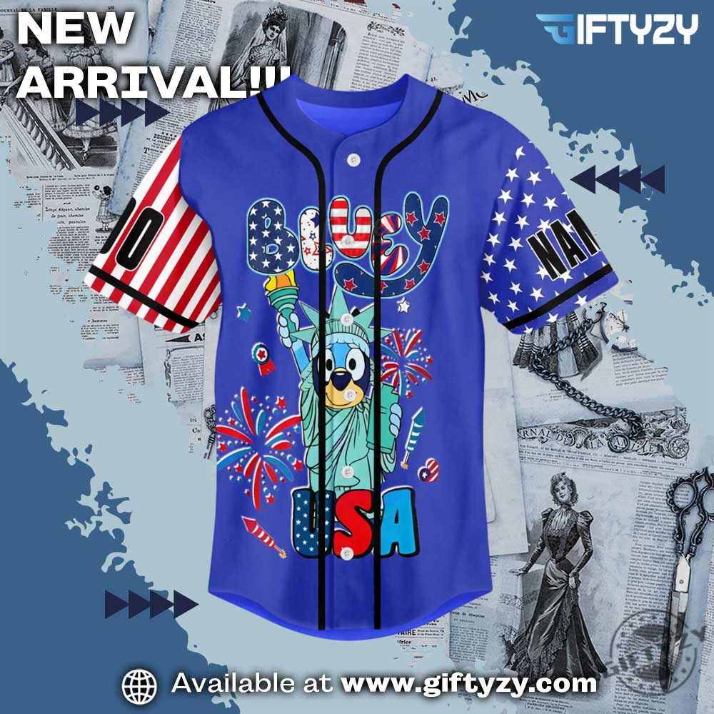 4Th Of July Bluey Usa Personlized Baseball Jersey 4 4th Of July Bluey USA Personlized Baseball Jersey