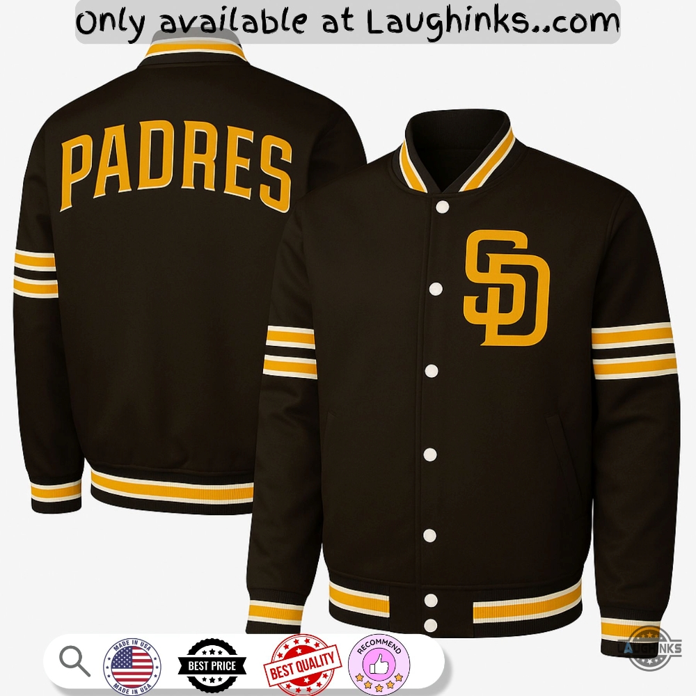 Mlb San Diego Padres The Diamond Brown Baseball Varsity Jacket 4 MLB San Diego Padres The Diamond Brown Baseball Varsity Jacket