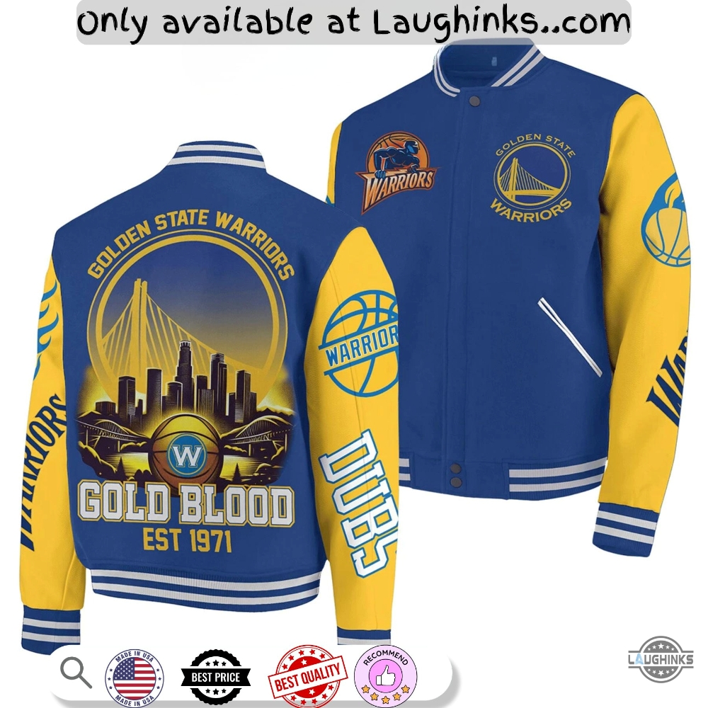Golden State Warriors Gold Blood Baseball Varsity Jacket 5 Golden State Warriors Gold Blood Baseball Varsity Jacket