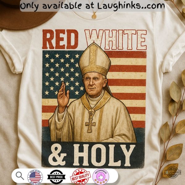 red white and holly pope leo xiv shirt