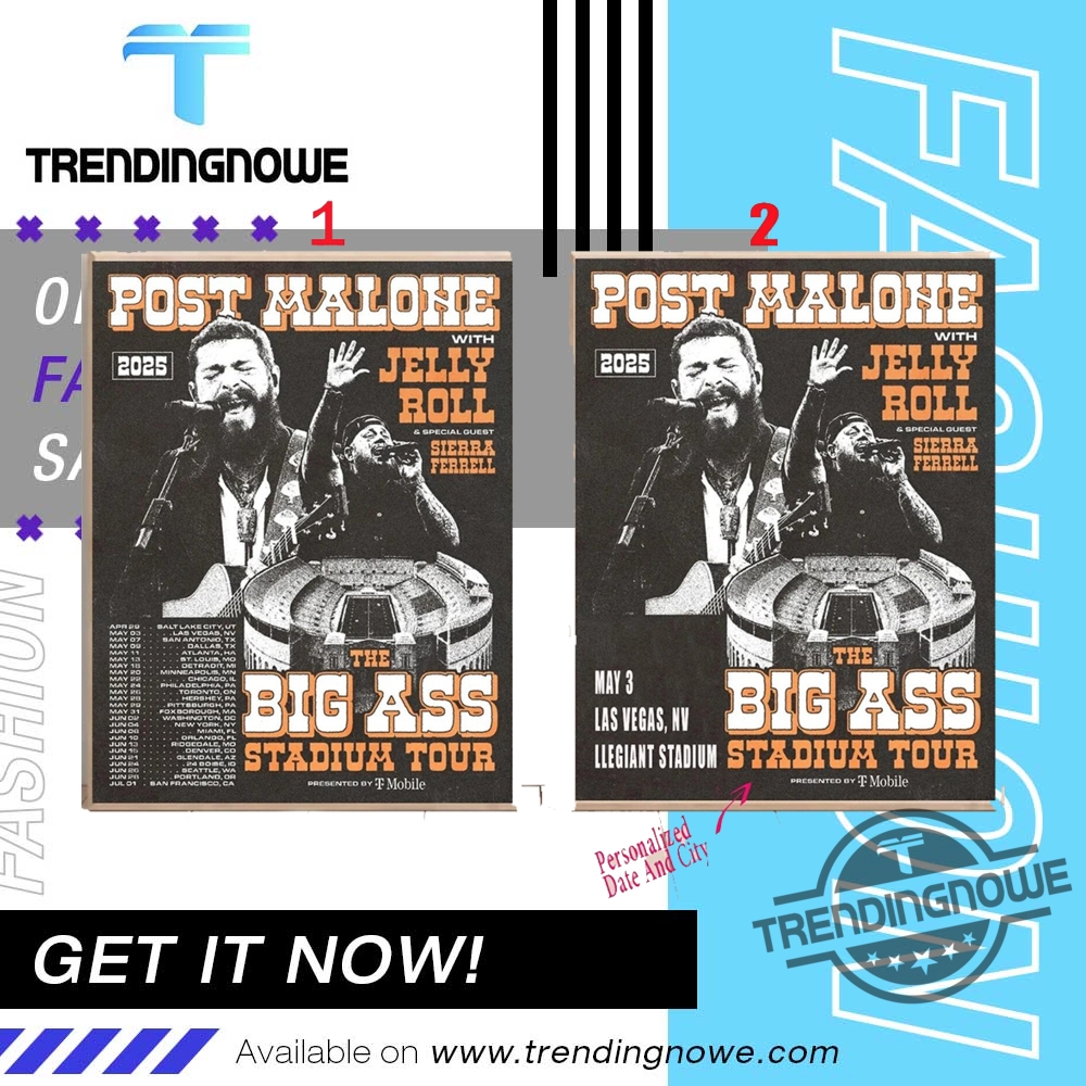 Post Malone The Big Ass Stadium Tour 2025 With Jelly Roll Poster 5 Post Malone The Big Ass Stadium Tour 2025 With Jelly Roll Poster
