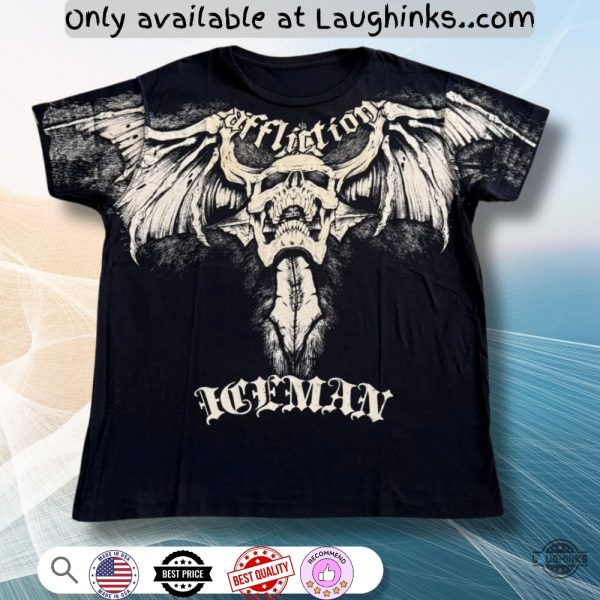affliction chuck liddell iceman ufc skull shirt new printed