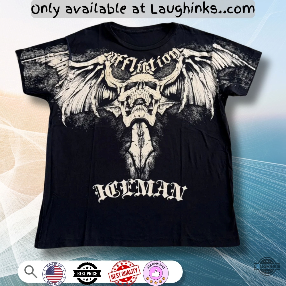 Affliction Chuck Liddell Iceman Ufc Skull Shirt New Printed 5 AFFLICTION CHUCK LIDDELL ICEMAN UFC SKULL SHIRT New Printed