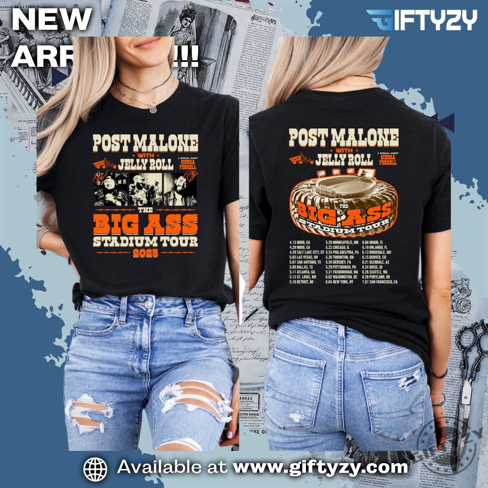 music x sport shirts, stanley 11 Post Malone Jelly Roll Concert Country Music Tour Outfit