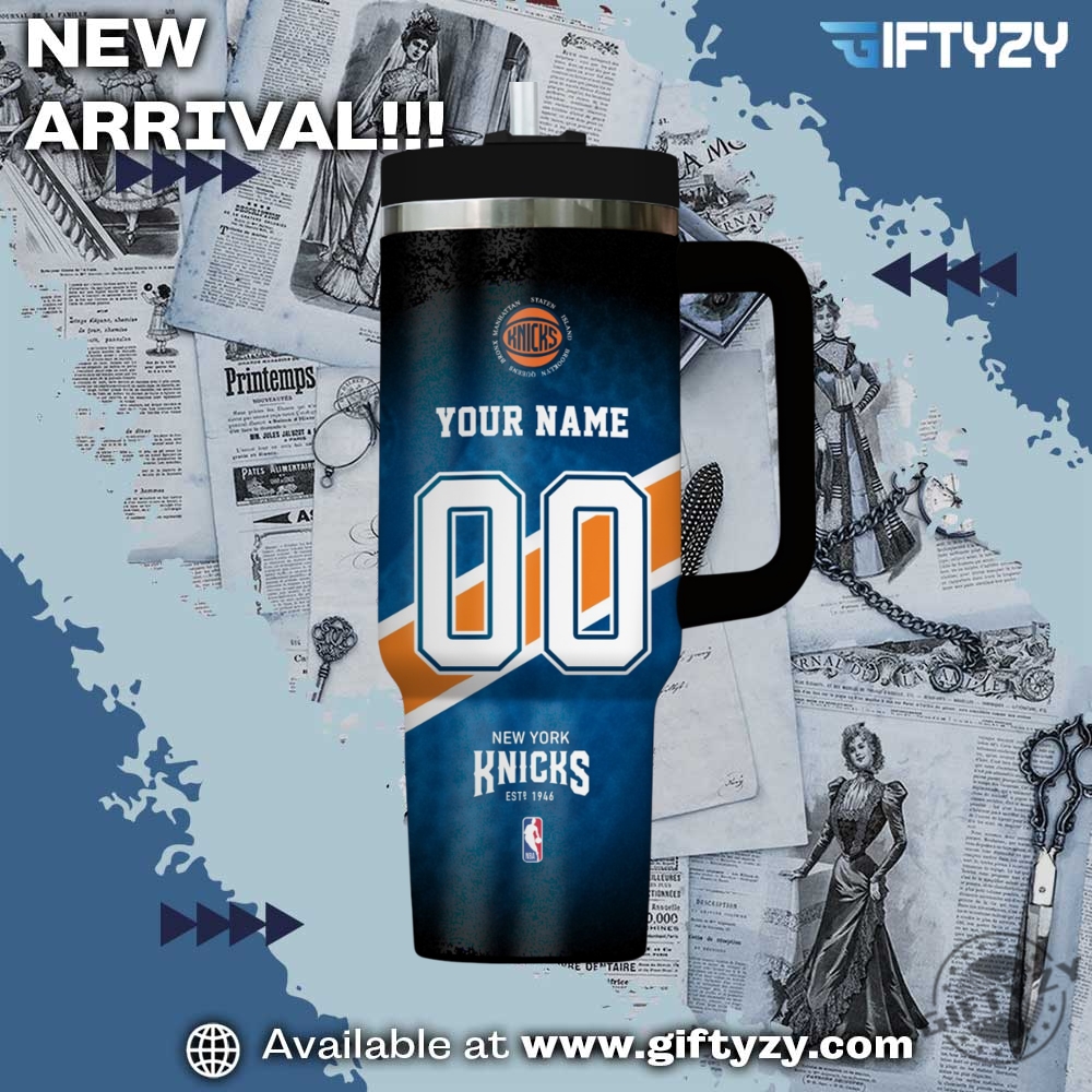 Trending Shirts and NBA Tumbler 15 Nba Basketball New York Knicks Custom Name Stanley Cup Tumbler With Handle