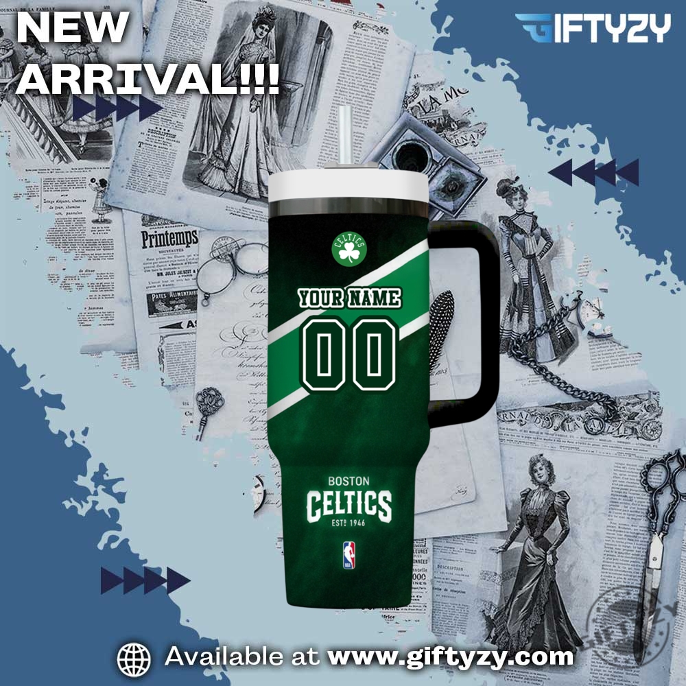 Nba Basketball Boston Celtics Custom Name Stanley Cup Tumbler With Handle 5 NBA Basketball Boston Celtics Custom Name Stanley Cup Tumbler With Handle