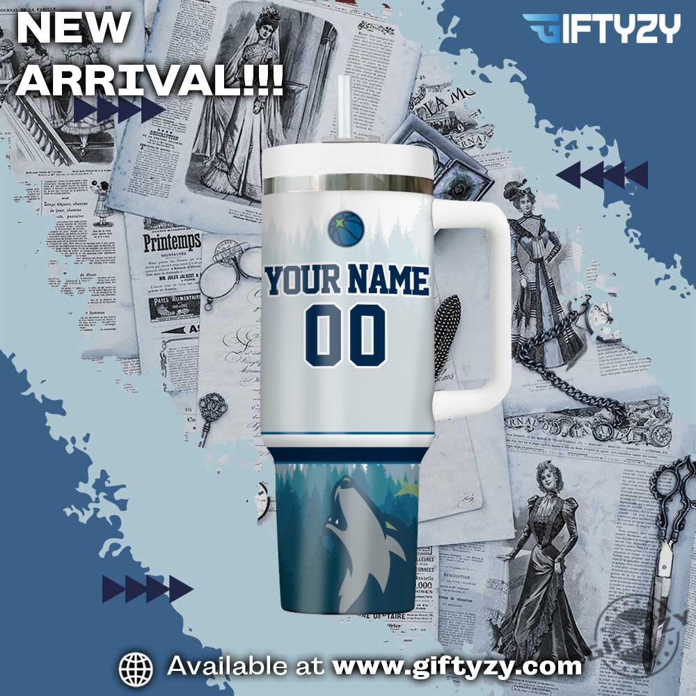Trending Shirts and NBA Tumbler 18 Nba Basketball Minnesota Timberwolves Custom Name Stanley Cup Tumbler With Handle