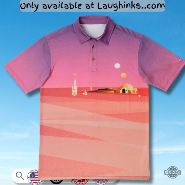 orange purple star wars rising suns aop polo shirt