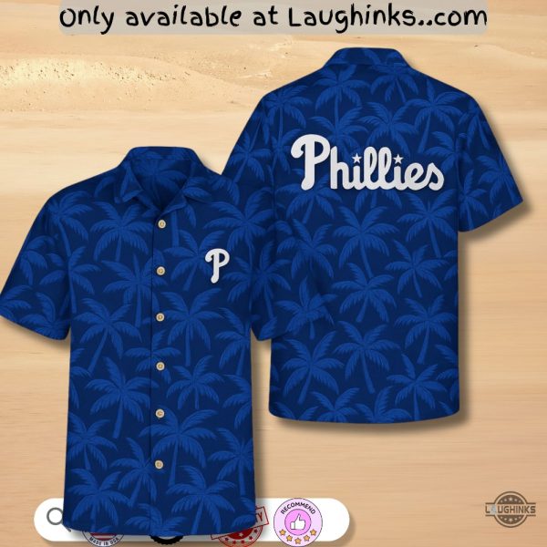 vintage philadelphia phillies blue waves hawaiian shirt