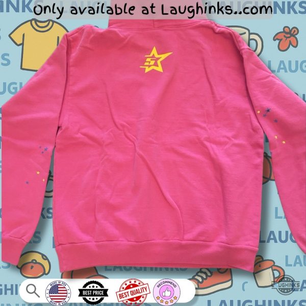 replica sp5der pink full printed hoodie t shirt sweatshirt