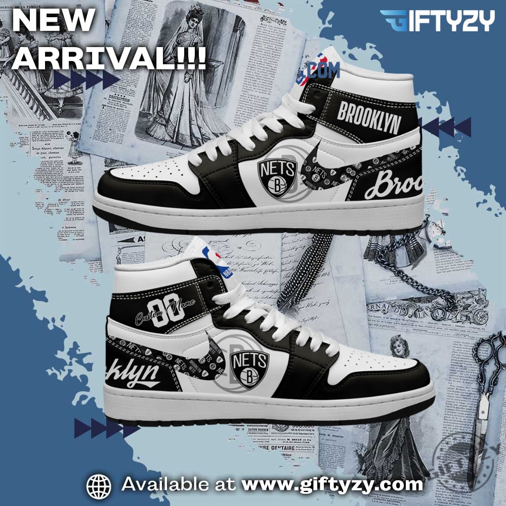 NBA Trending Shirt and Shoes 19 Nba Basketball Brooklyn Nets Personalized Air Jordan 1 Shoes