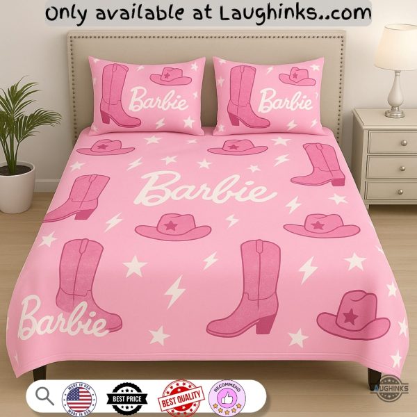 barbie bedding set pink cowboy boots and hats
