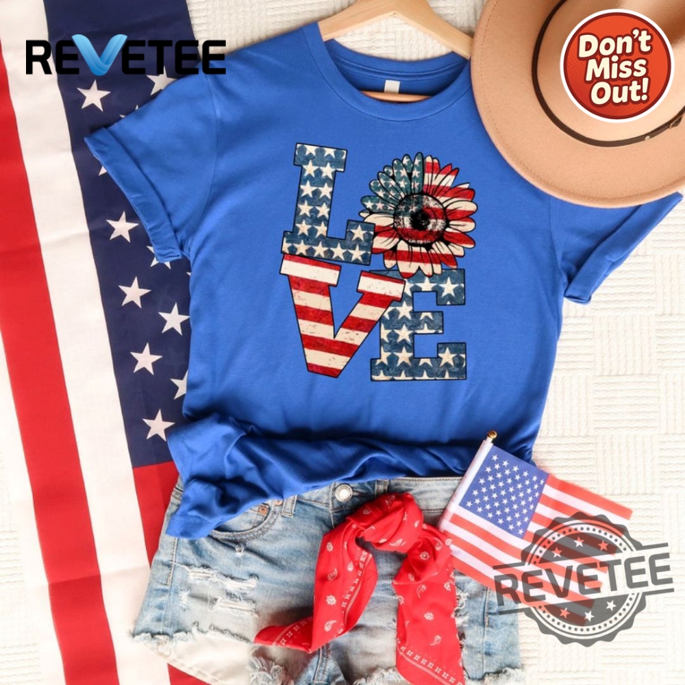 Patriotic Sunflower American Flag Shirt For Independence Day Usa