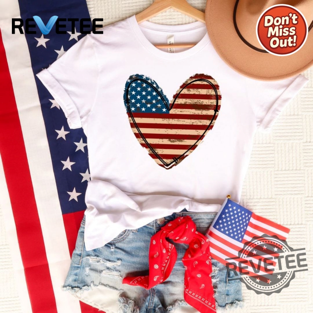 American Heart Flag Usa Shirt For Fourth Of July And Memorial Day