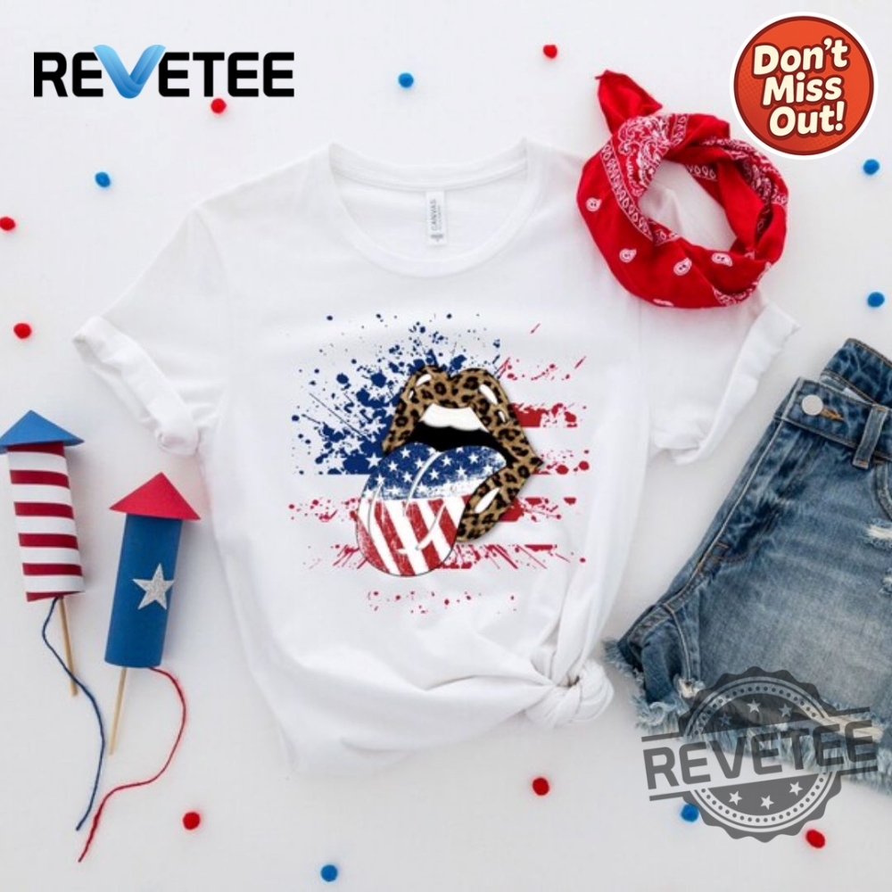 Cheetah Print Patriotic Lips Shirt For 4Th Of July And Independence Day