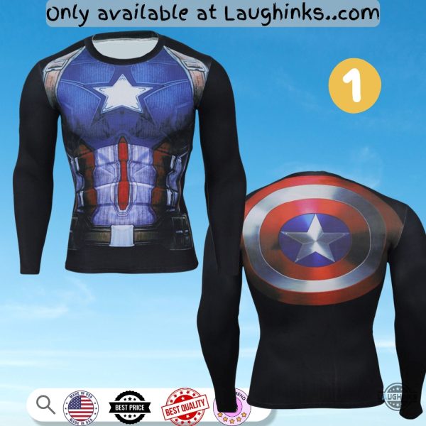 captain america compression shirt full printed workout shirts