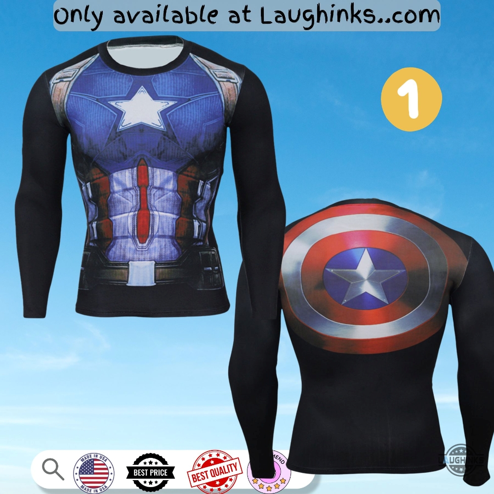 Captain America Compression Shirt Full Printed Workout Shirts 6 Captain america compression shirt full printed workout shirts
