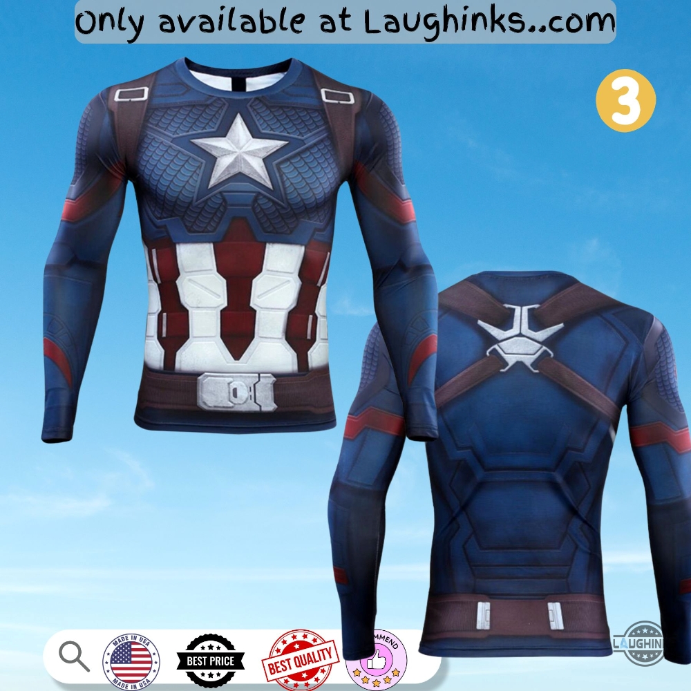 Captain America Compression Shirt Full Printed Workout Shirts 8 Captain america compression shirt full printed workout shirts