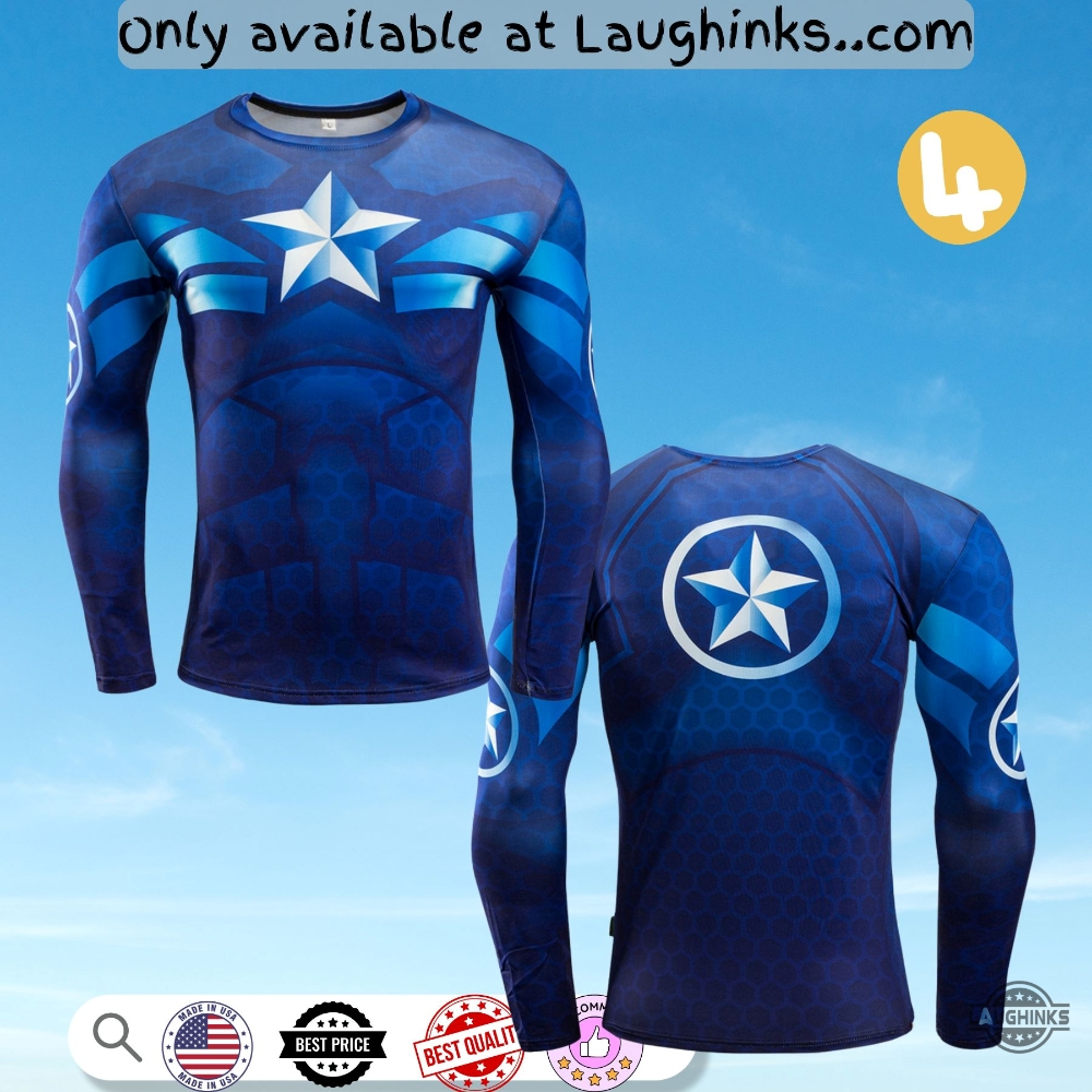 Captain America Compression Shirt Full Printed Workout Shirts 9 Captain america compression shirt full printed workout shirts
