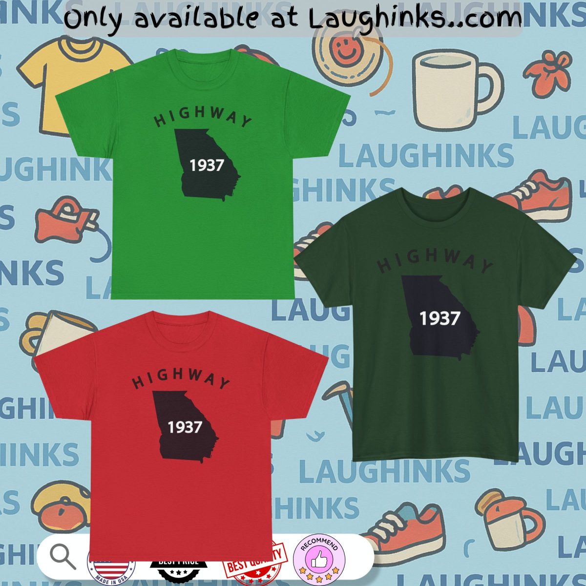 tyrus us map georgia highway 1937 shirt