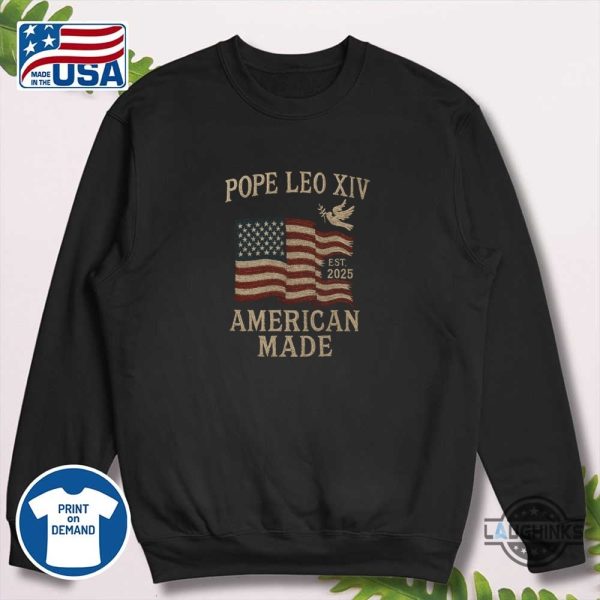 pope leo xiv first american pope embroidered shirt american made