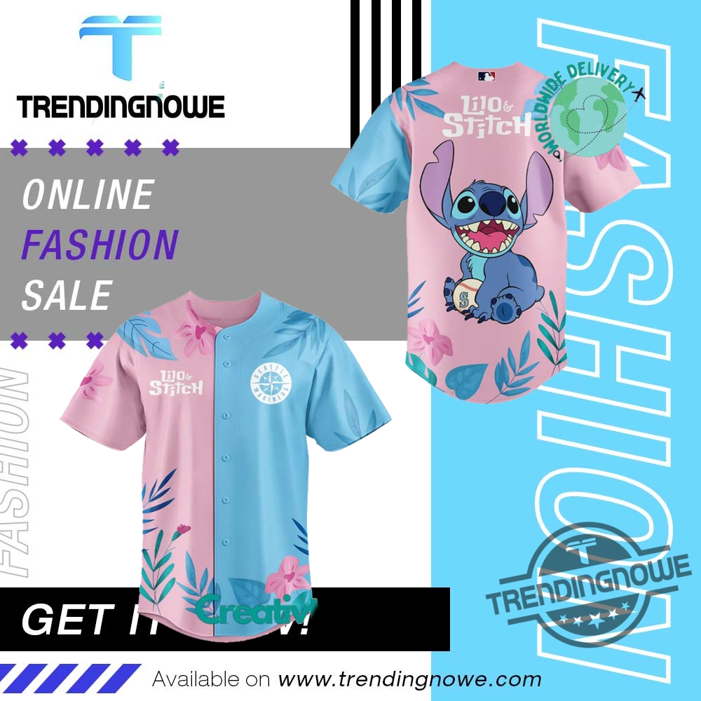 Seattle Mariners Lilo Stitch Night Baseball Jersey 7 Seattle Mariners Lilo Stitch Night Baseball Jersey