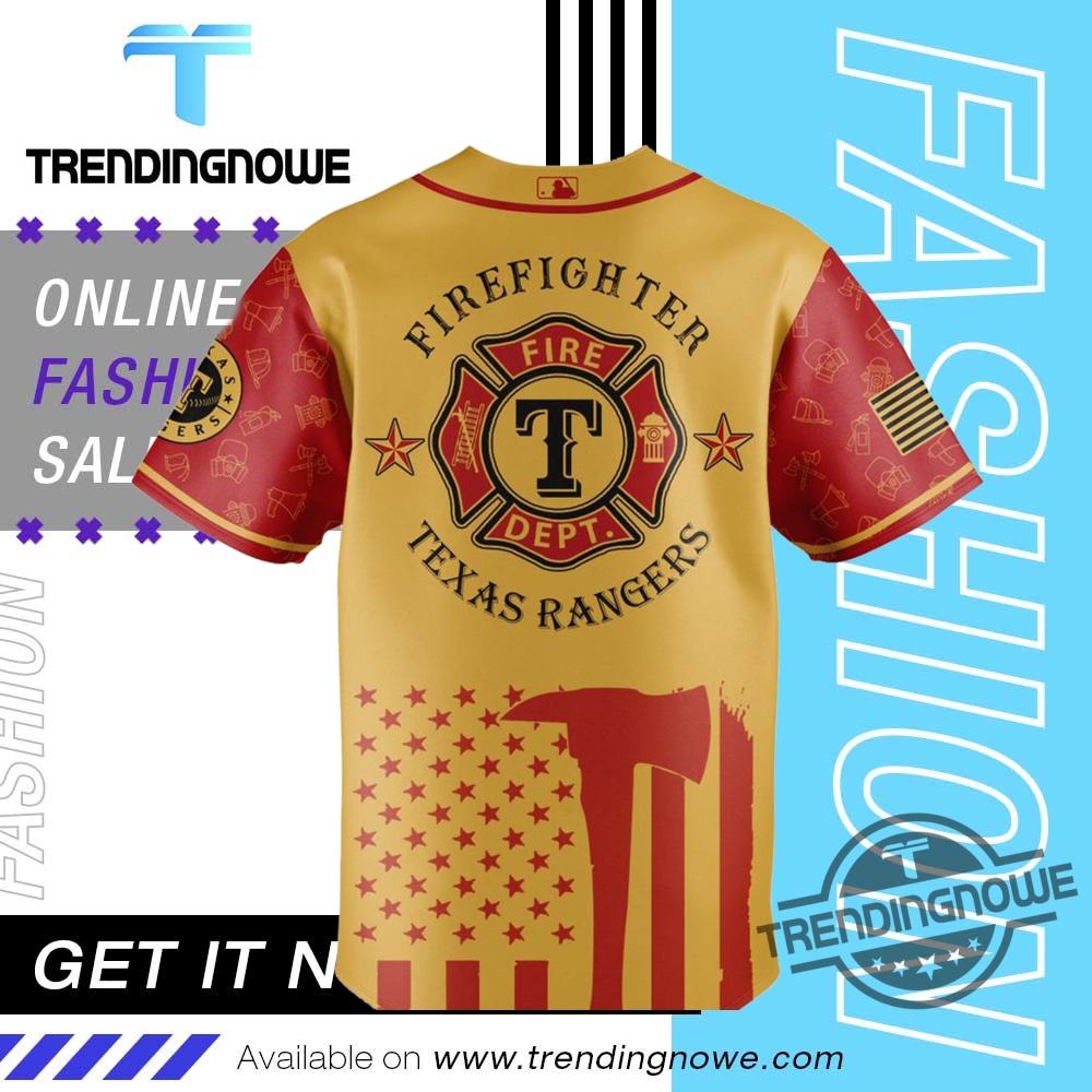 Texas Rangers Firefighter Appreciation Night 2025 Jersey 7 Texas Rangers Firefighter Appreciation Night 2025 Jersey