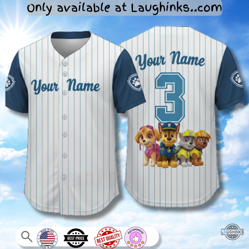 Paw Patrol Birthday Baseball Jersey Shirt Custom Name And Number 5 Paw Patrol Birthday Baseball Jersey Shirt custom name and number