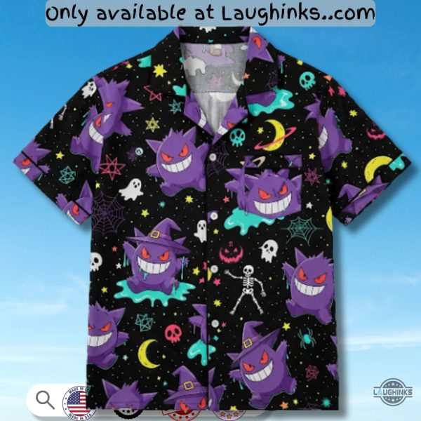 purple gengar ghost pokemon hawaiian shirt 2025