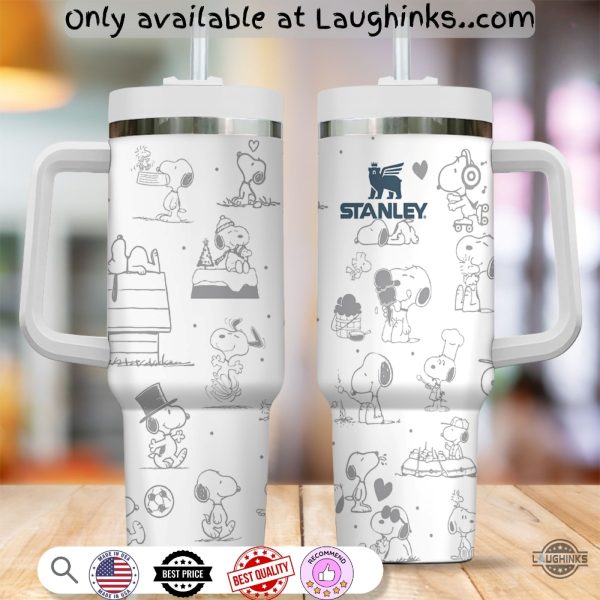 snoopy custom engraved stainless steel stanley tumbler 40oz