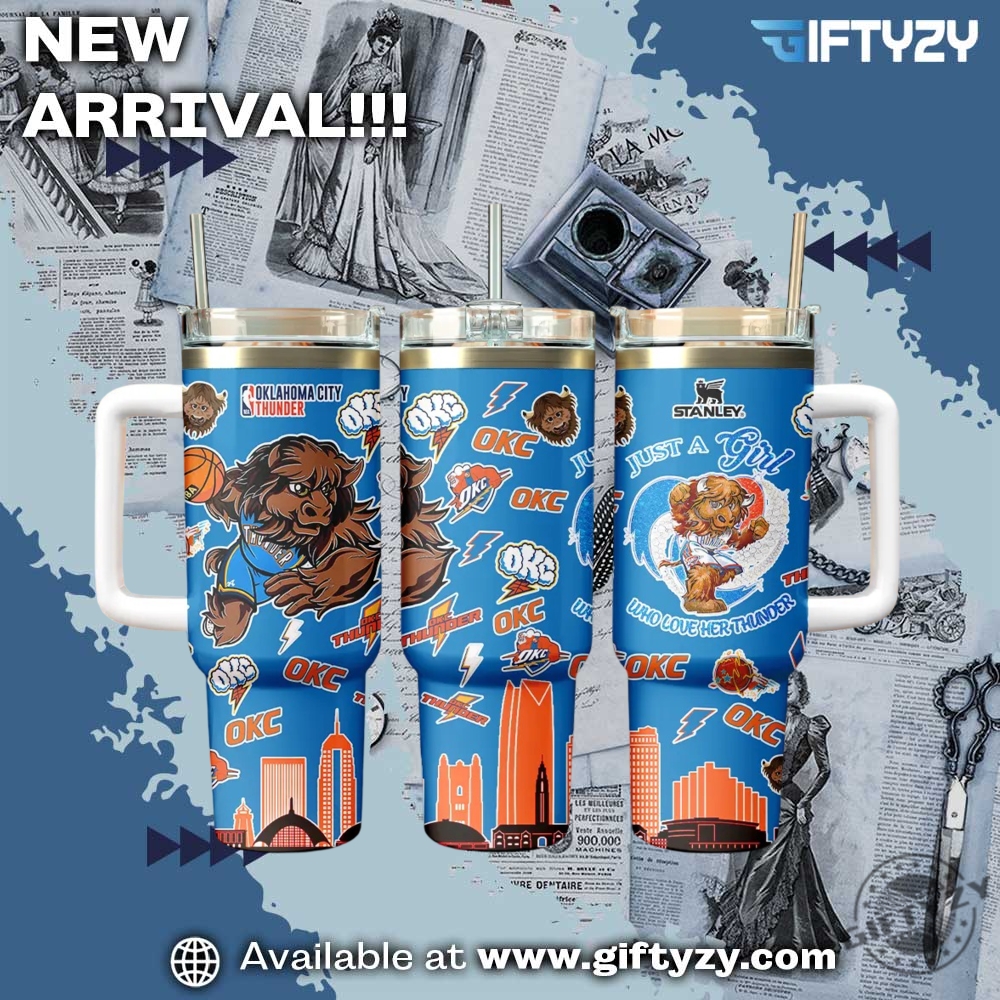 Nba Oklahoma City Thunder 3D Tumbler With Handle Stanley Cup 5 NBA Oklahoma City Thunder 3D Tumbler With Handle Stanley Cup