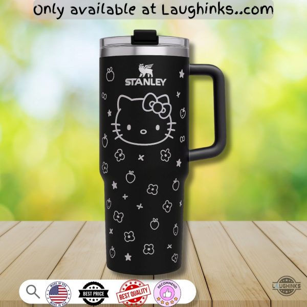 hello kitty engraved stanley tumbler black