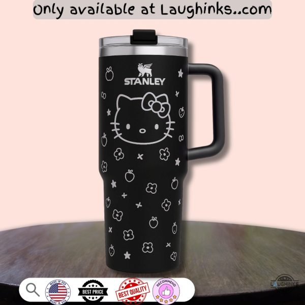 hello kitty engraved stanley tumbler black