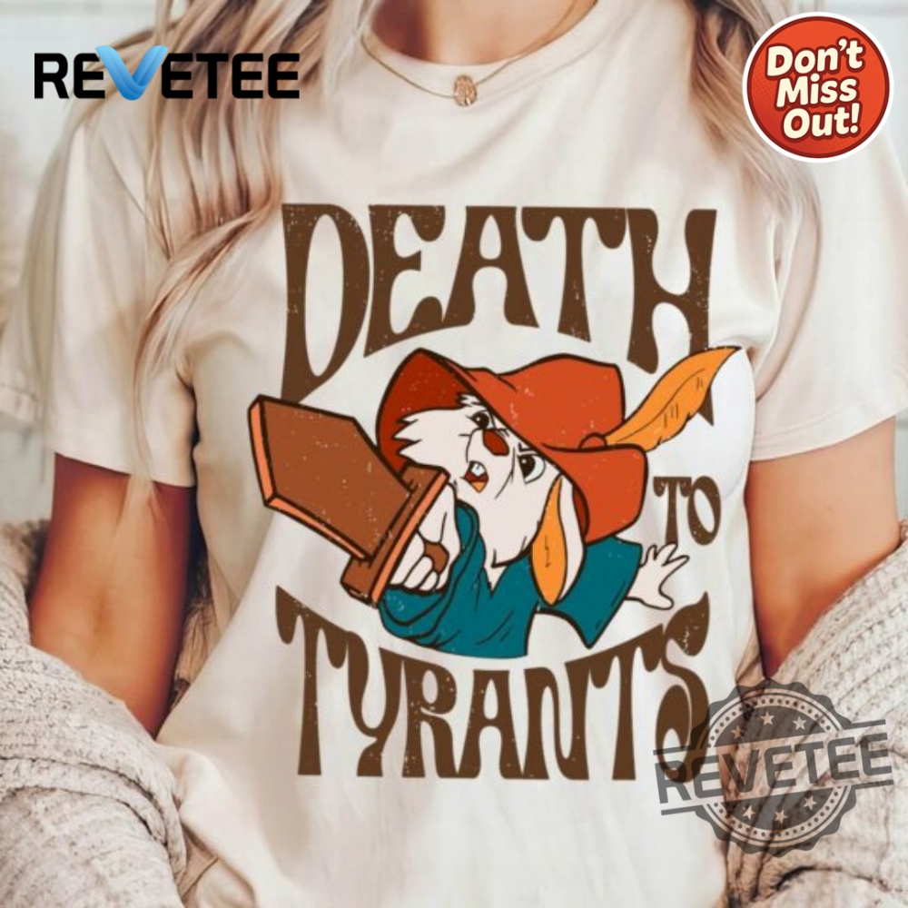 Vintage 70S Skippy Rabbit Death To Tyrants T Shirt Matching Disney Robin Hood Shirts For Family Magic Kingdom Trip Outfit Nottingham Disney Park Shirts revetee 2