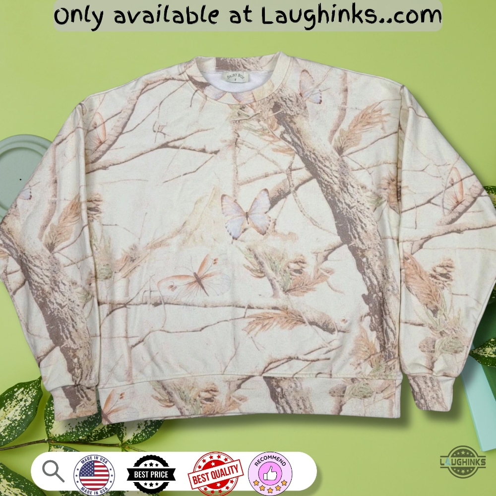 Butterfly Camouflage Dairy Boy Crewneck Artificial Wool Sweater 4 Butterfly Camouflage Dairy Boy Crewneck Artificial wool sweater