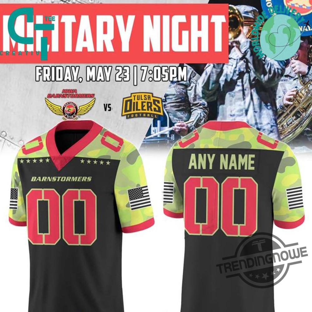 "Top Racing and Sports Apparel: Shirts and Hats You’ll Love" 11 Iowa Barnstormers 2025 Military Night Football Jersey