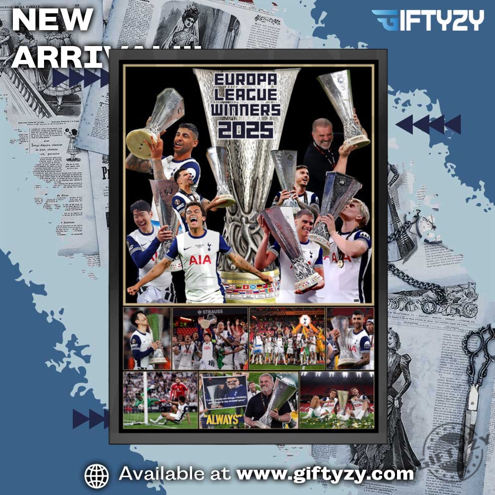 Spurs Europa League Winners 2025 Football Trophy Print Poster