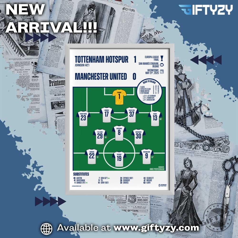 Tottenham Hotspur Vs Manchester United 202425 Europa League Final Match Lineup Print Poster