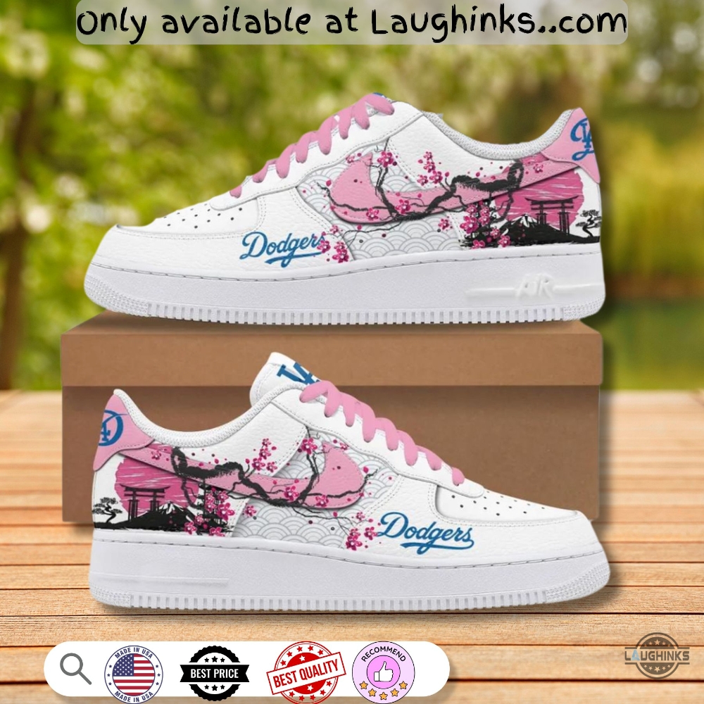 La Dodgers Cherry Blossom Japanese Custom Air Force 1 Sneaker Shoes 7 LA Dodgers Cherry Blossom Japanese Custom Air Force 1 Sneaker shoes