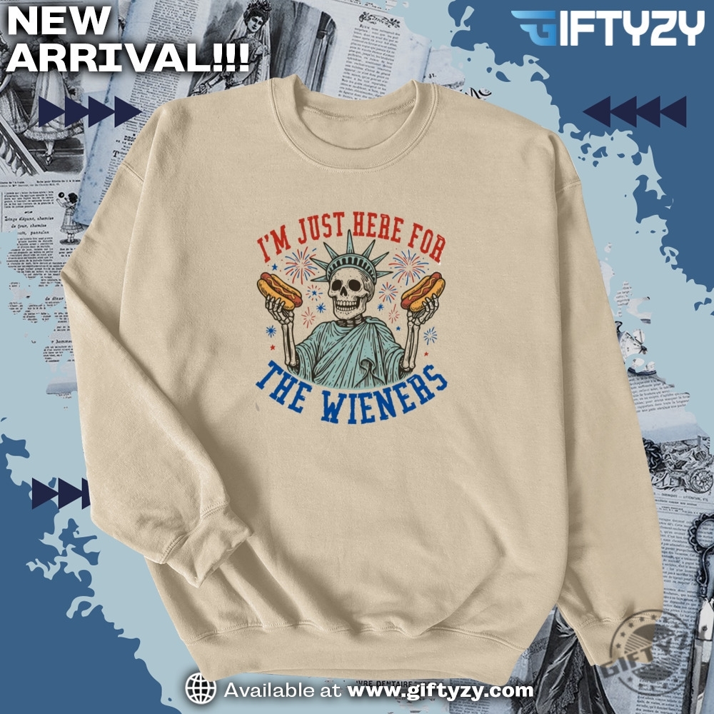 Viral tee of the day! 14 Im Just Here For The Wieners Skeleton With Hot Dog Shirt