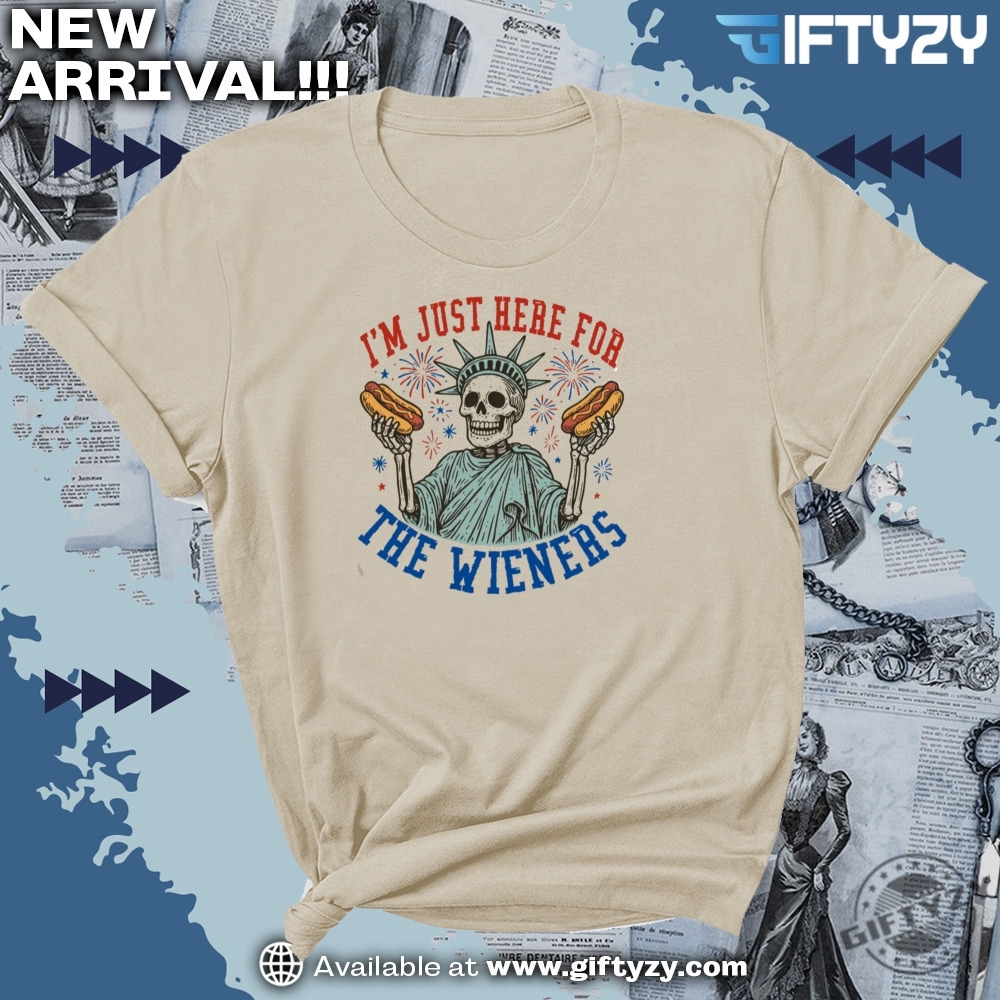 Im Just Here For The Wieners Skeleton With Hot Dog Shirt 3 Im Just Here For The Wieners Skeleton With Hot Dog Shirt giftyzy 2