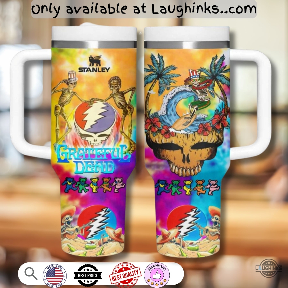 Grateful Dead Colorful 40 Oz Stanley Tumbler Dupe 5 Grateful Dead Colorful 40 Oz Stanley Tumbler Dupe