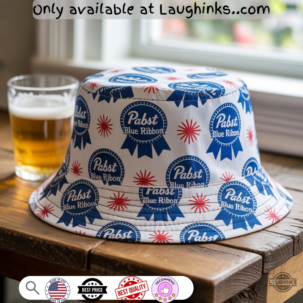 Pabst Blue Ribbon Bucket Hat Pbr Beer Cap 2 Pabst Blue Ribbon Bucket Hat PBR Beer Cap